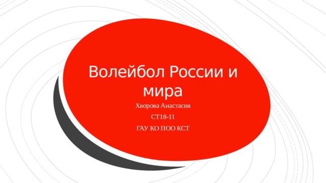 Волейбол России и мира Хворова Анастасия СТ18-11 ГАУ КО ПОО КСТ  