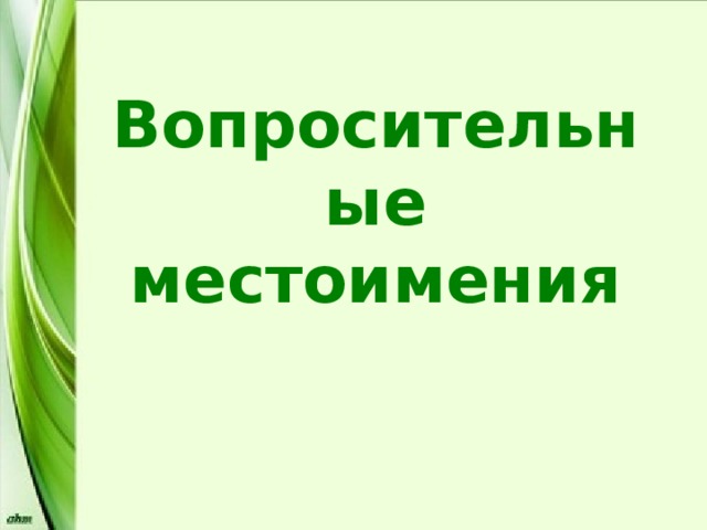 Вопросительные местоимения 