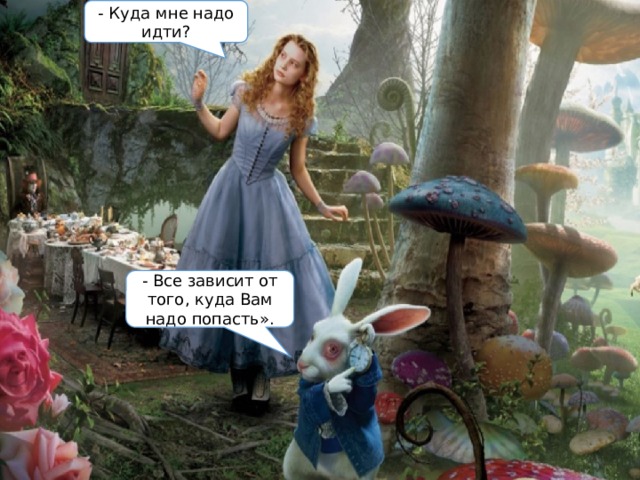 - Куда мне надо идти? - Все зависит от того, куда Вам надо попасть». 