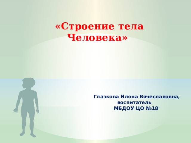 «Строение тела Человека »  Глазкова Илона Вячеславовна, воспитатель МБДОУ ЦО №18 