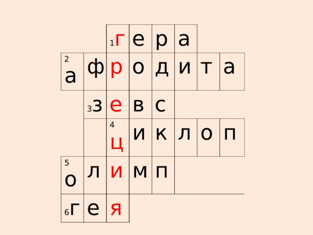 2 а 1 г ф 3 з р е р о 5 о е 4 ц в л д 6 г а и е с и и к м я т п л а о п 