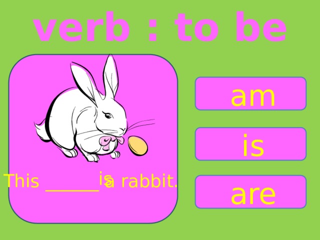 verb : to be am is is This ______ a rabbit. are 