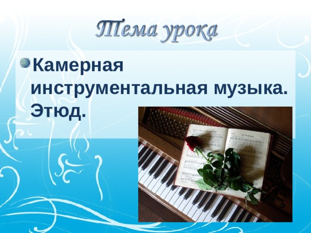 Камерная инструментальная музыка. Этюд.  