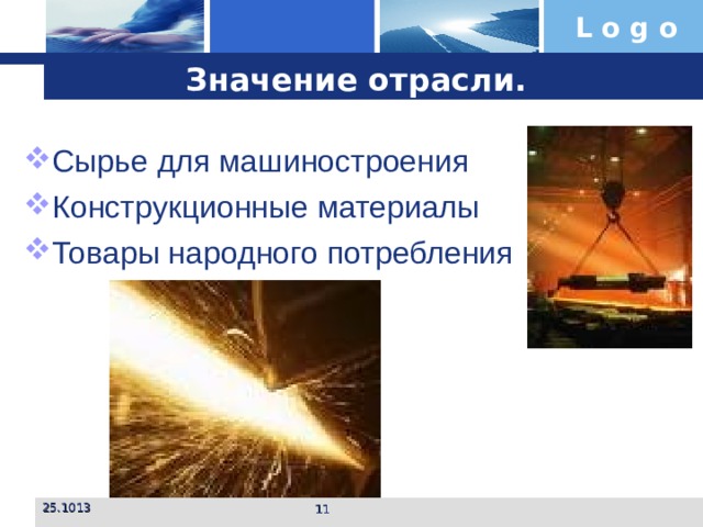 Значение отрасли. Сырье для машиностроения Конструкционные материалы Товары народного потребления 25.1013  