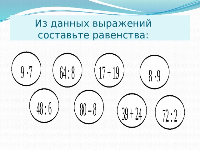  Из данных выражений  составьте равенства: 