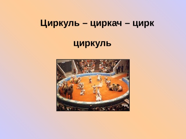  Циркуль – циркач – цирк      циркуль 