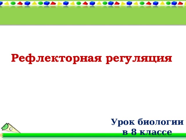 Рефлекторная регуляция Урок биологии в 8 классе  
