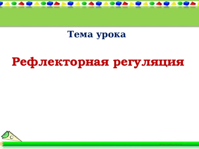 Тема урока Рефлекторная регуляция 