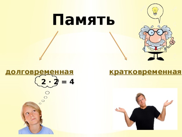Память долговременная кратковременная 2 · 2 = 4 