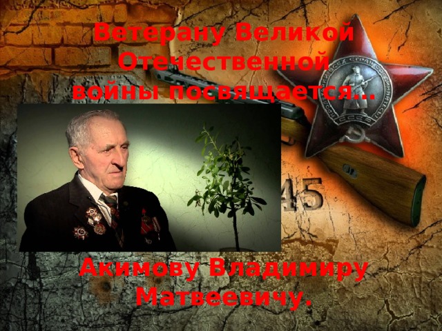 Ветерану Великой Отечественной войны посвящается…   /   Акимову Владимиру Матвеевичу. 