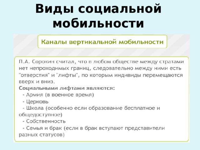 Виды социальной мобильности 