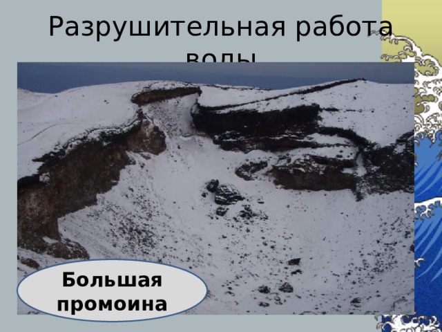 Разрушительная работа воды Большая промоина 