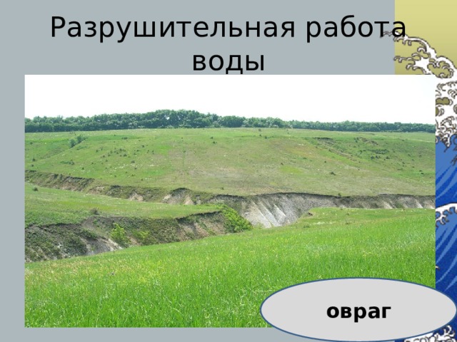 Разрушительная работа воды овраг 