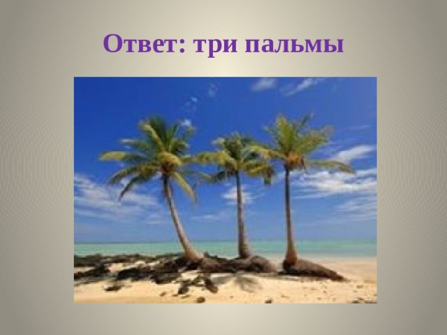 Ответ: три пальмы 