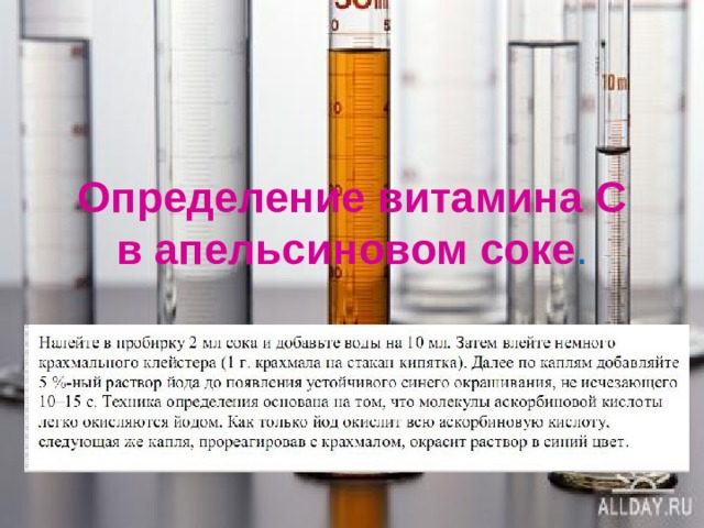 Определение витамина С в апельсиновом соке . 