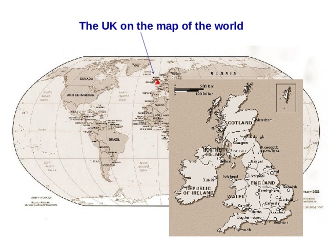 The UK on the map of the world  