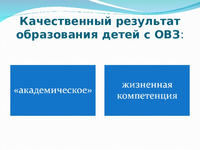 Качественный результат образования детей с ОВЗ : 