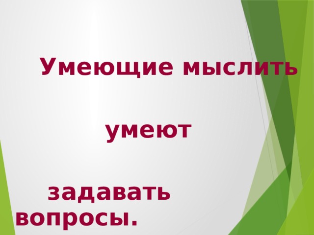  Умеющие мыслить  умеют  задавать вопросы.       А.Кинг 