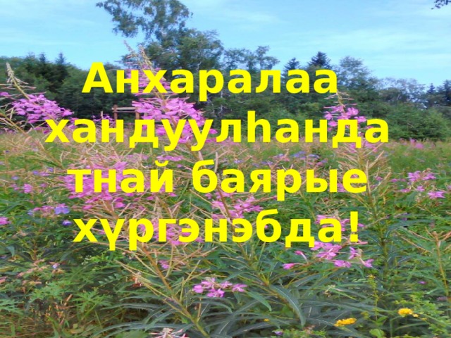 Анхаралаа хандуулhандатнай баярые х үргэнэбда! 