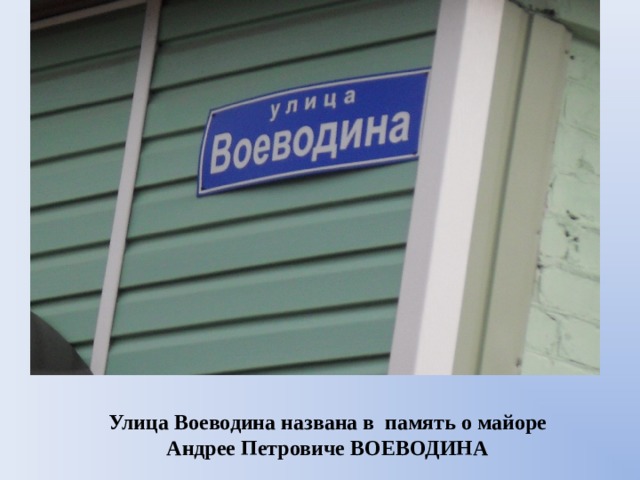Улица Воеводина названа в память о майоре Андрее Петровиче ВОЕВОДИНА 
