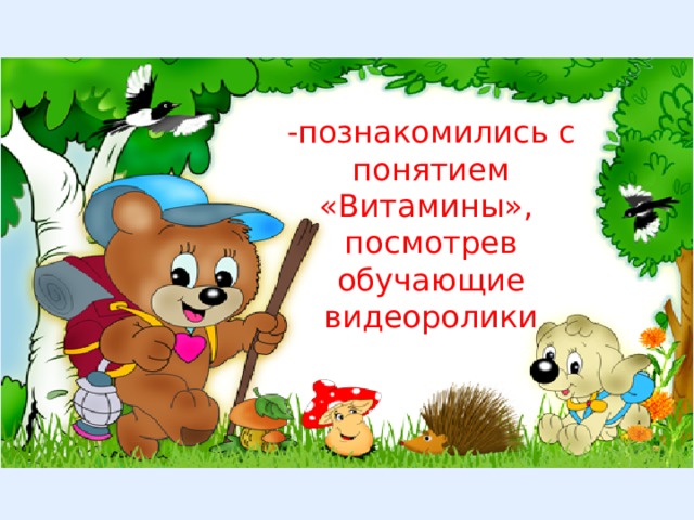 -познакомились с понятием «Витамины», посмотрев обучающие видеоролики 