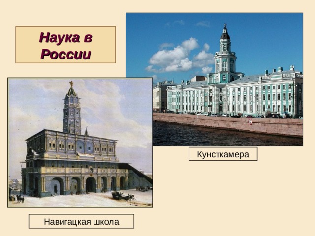 Наука в России Кунсткамера Навигацкая школа 