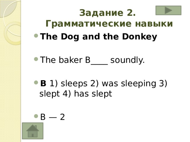 Задание 2.  Грамматические навыки