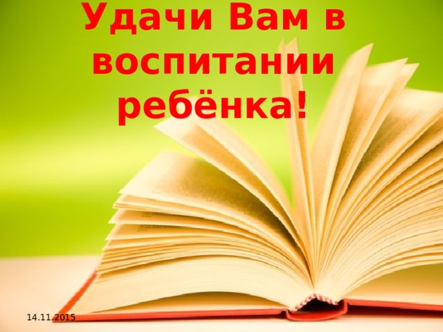 Удачи Вам в воспитании ребёнка! 14.11.2015 