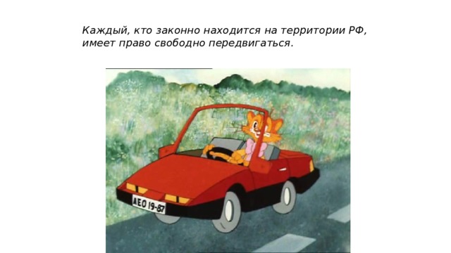 Каждый, кто законно находится на территории РФ, имеет право свободно передвигаться. 