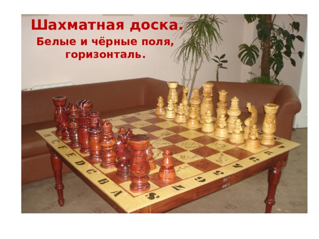    Шахматная доска.  Белые и чёрные поля, горизонталь.    