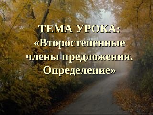 ТЕМА УРОКА: «Второстепенные члены предложения. Определение»  