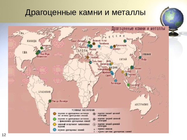 Драгоценные камни и металлы  