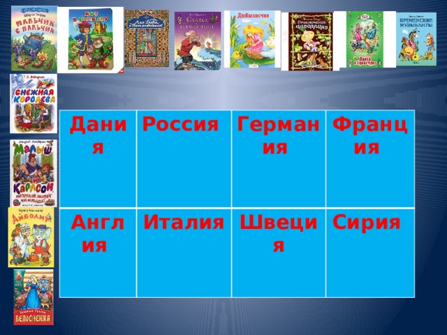 Дания Россия Англия Италия  Германия  Швеция Франция Сирия