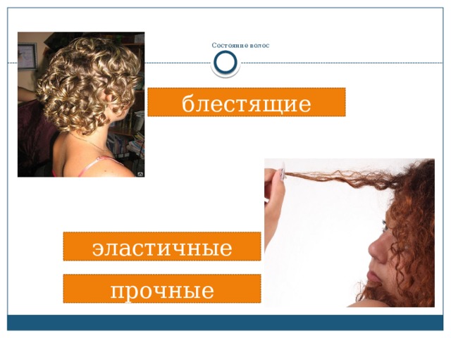     Состояние волос   блестящие эластичные прочные 