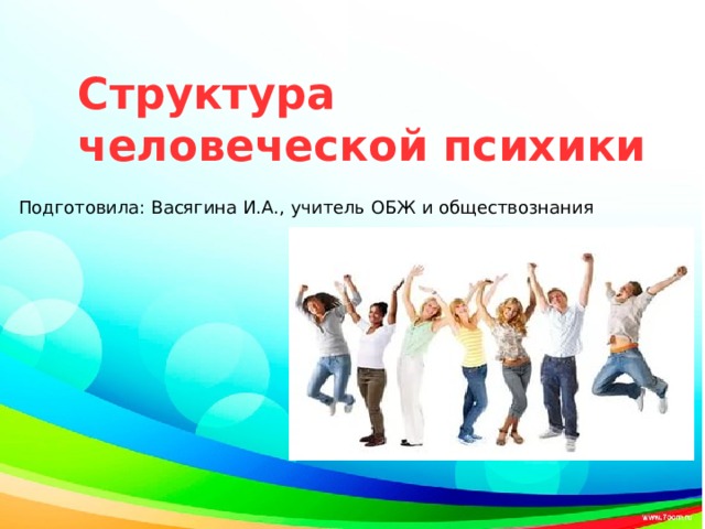 Структура человеческой психики Подготовила: Васягина И.А., учитель ОБЖ и обществознания 