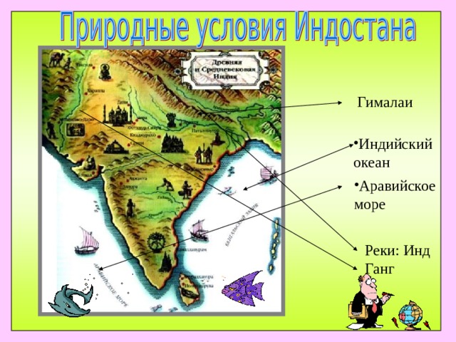 Гималаи Индийский океан Аравийское море Реки: Инд Ганг 
