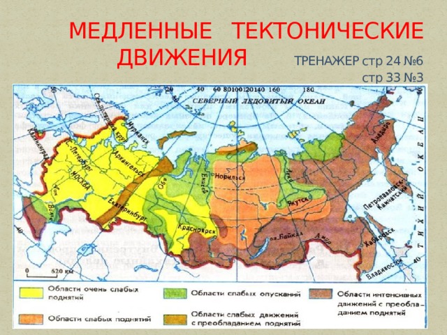 МЕДЛЕННЫЕ ТЕКТОНИЧЕСКИЕ ДВИЖЕНИЯ ТРЕНАЖЕР стр 24 №6  стр 33 №3 