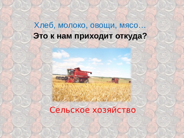 Хлеб, молоко, овощи, мясо…  Это к нам приходит откуда? Сельское хозяйство 