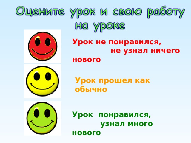 Урок не понравился, не узнал ничего нового Урок прошел как обычно Урок прошел как обычно Урок понравился, узнал много нового   
