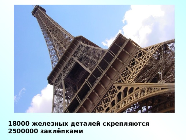 18000 железных деталей скрепляются 2500000 заклёпками 