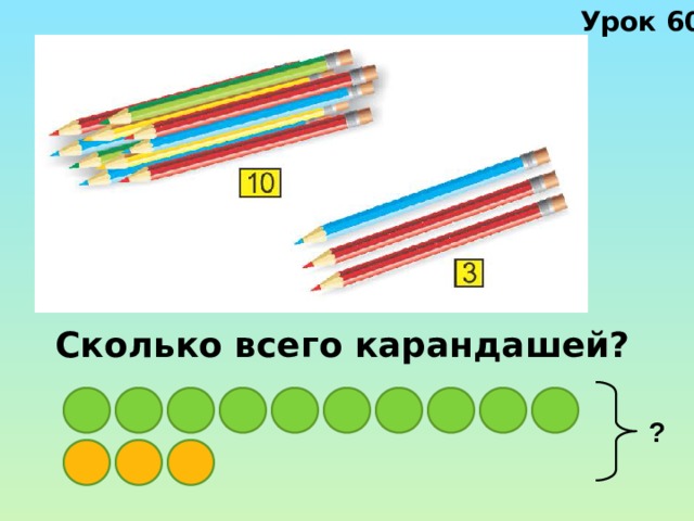Урок 60 Сколько всего карандашей? ? 