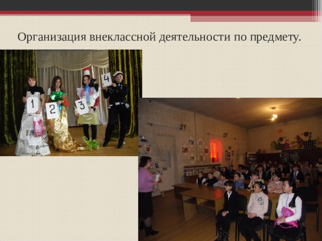 Организация внеклассной деятельности по предмету. 