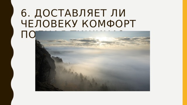 6. Доставляет ли человеку комфорт полная тишина? 
