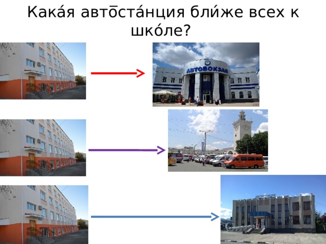 Кака́я авто̅ста́нция бли́же всех к шко́ле? 