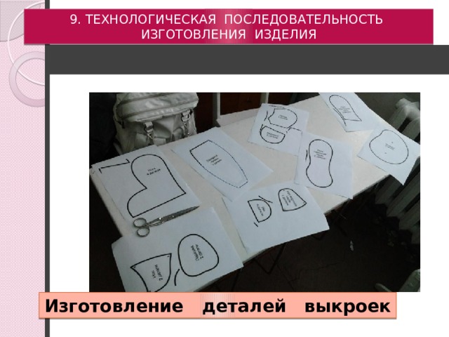 9. ТЕХНОЛОГИЧЕСКАЯ ПОСЛЕДОВАТЕЛЬНОСТЬ ИЗГОТОВЛЕНИЯ ИЗДЕЛИЯ Изготовление деталей выкроек 