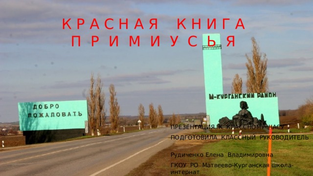 К Р А С Н А Я К Н И Г А  П Р И М И У С Ь Я ПРЕЗЕНТАЦИЯ К КЛАССНОМУ ЧАСУ ПОДГОТОВИЛА КЛАССНЫЙ РУКОВОДИТЕЛЬ Рудиченко Елена Владимировна ГКОУ РО Матвеево-Курганская школа-интернат 