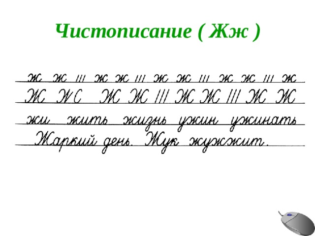 Чистописание ( Жж ) 