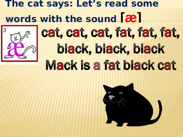 The cat says: Let’s read some words with the sound [ æ ]  