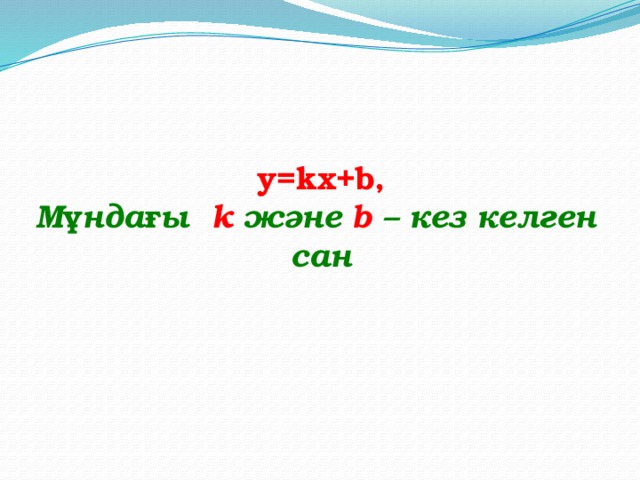 y=kx+b, Мұндағы k және b – кез келген сан  