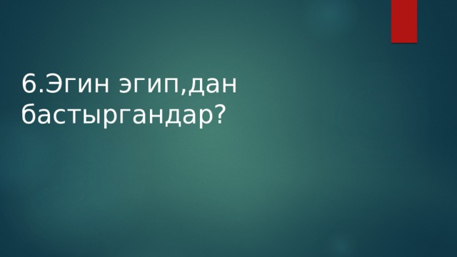 6.Эгин эгип,дан бастыргандар? 